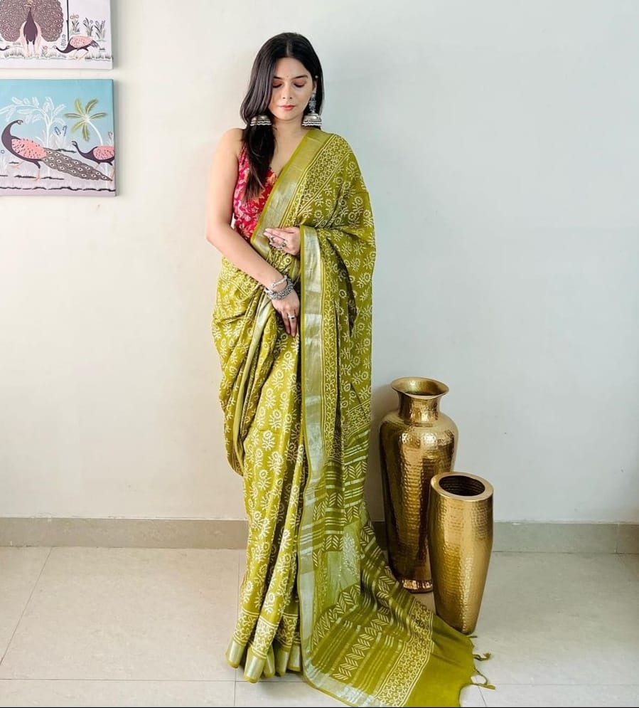 VK 4154 Linen Printed Daily Wear Sarees Catalog
