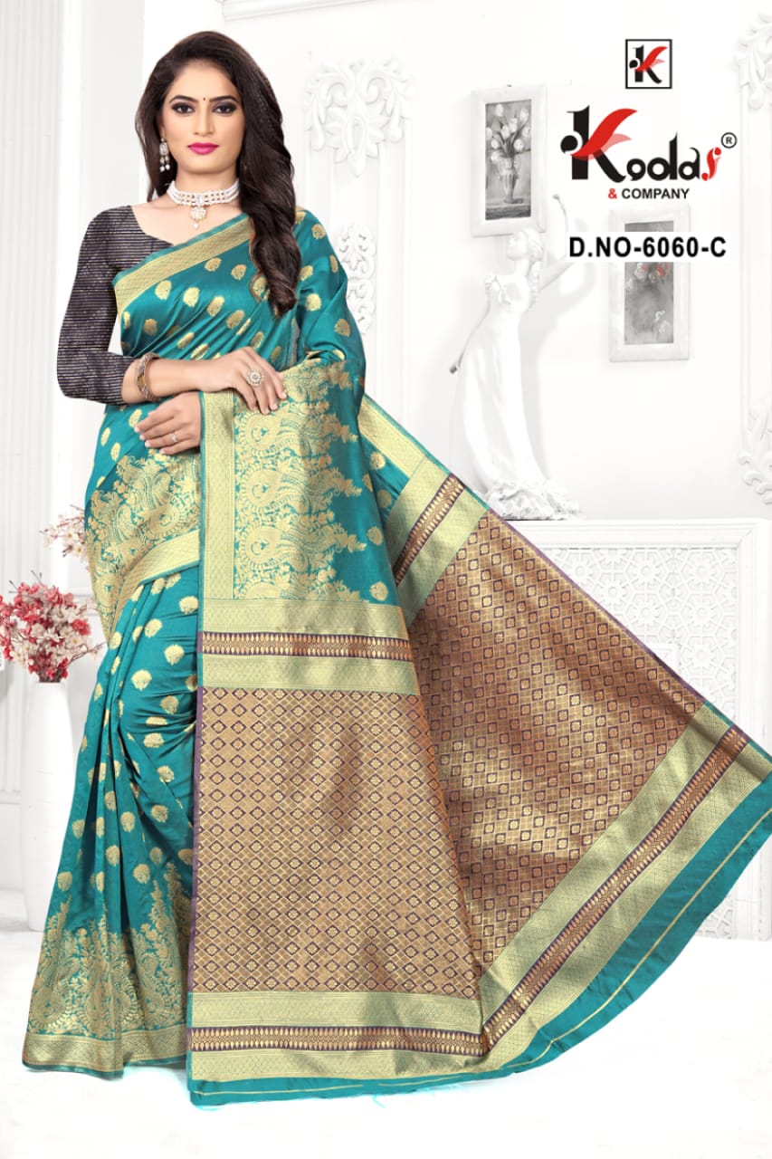 Skoda - 6060 Latest Fancy Designer Festive Wear Pure Silk Saree Collection Full Catalog Available At Wholesale Rate.

