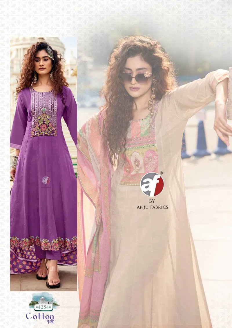 Af Cotton Kali Fancy Kurti Bottom With Dupatta Wholesale Suppliers In Mumbai