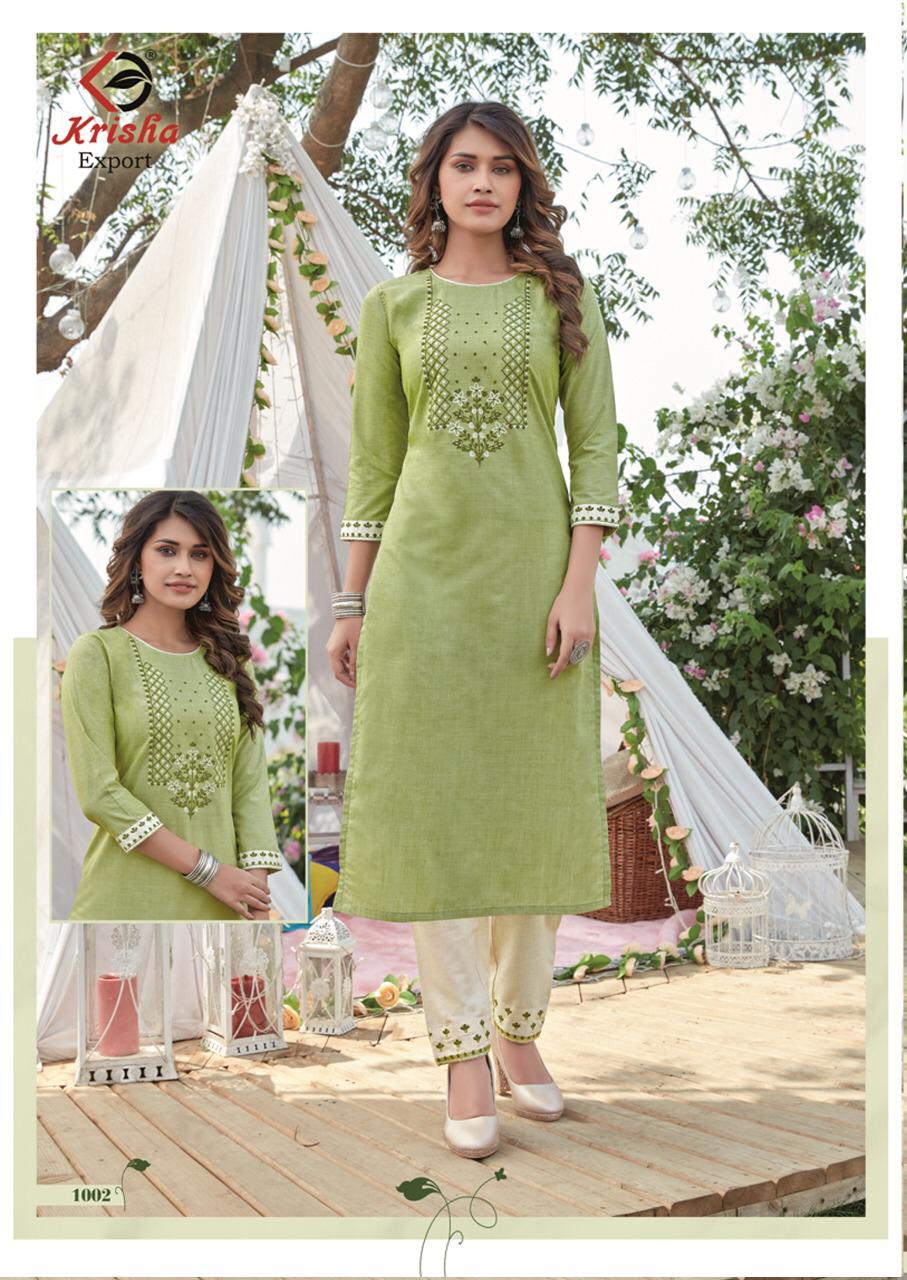 Krisha Lyra Latest Designer Fancy Festive Casual Wear Cotton Heavy Worked Kurtis With Bottom Collection
