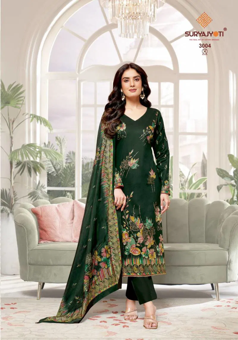 Kaara Advance Vol 3 By Suryajyoti Jam Satin Printed Dress Material Wholesale In India