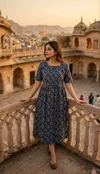 K 1060 By Naisha Cotton Printed Ladies One Piece Dress
