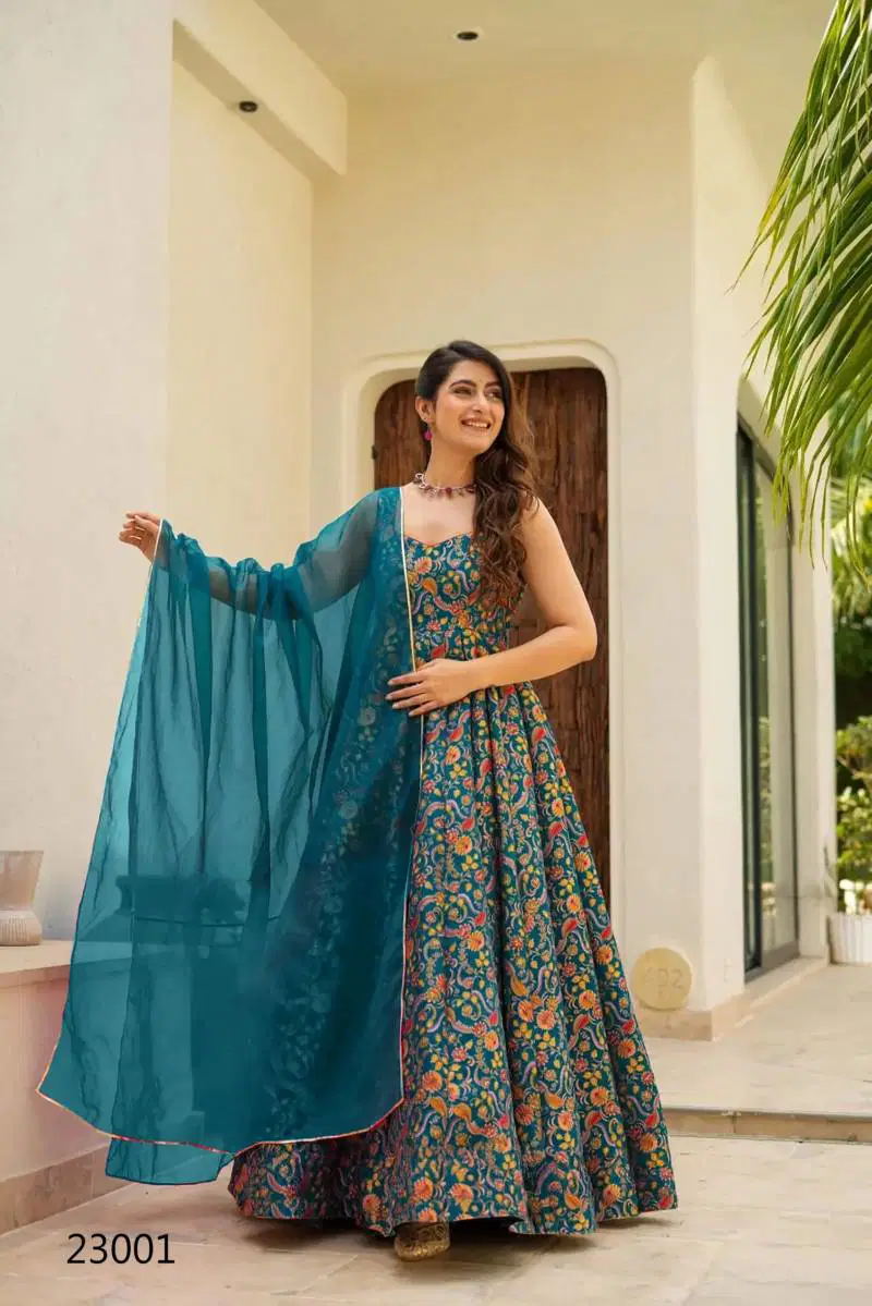 Lucaya Vol 23 Silk Digital Printed Gown With Dupatta Wholesale Market In Surat With Price
