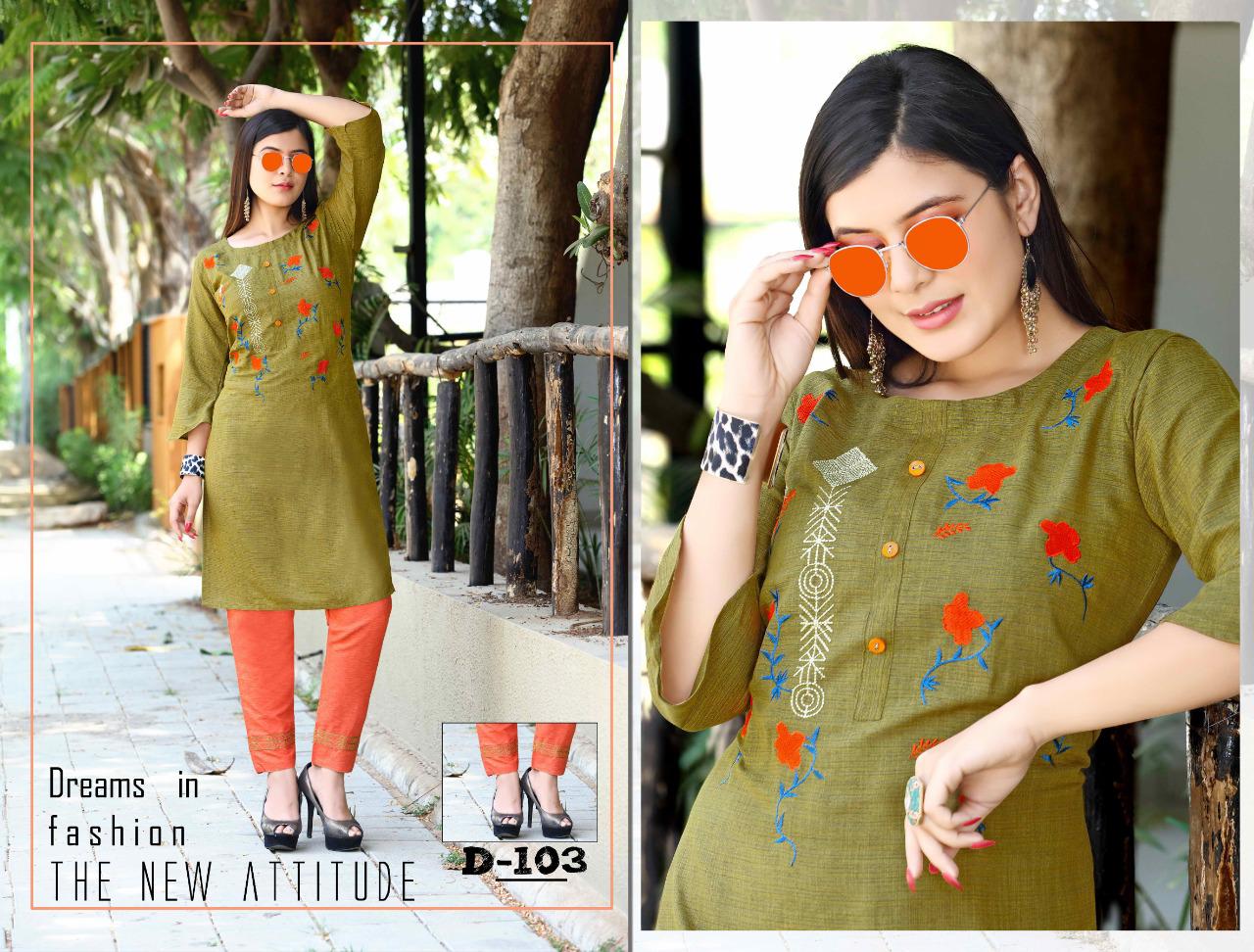 Trendy Pearl Latest Fancy Designer Ethnic Wear Embroidery Rayon Kurti With Bottom Collection
