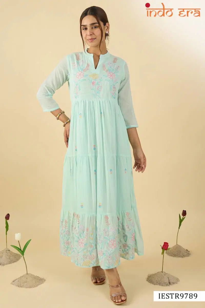 Indo Era 2562 Floral Embroidered Cotton Anarkali Kurtis Wholesale Online