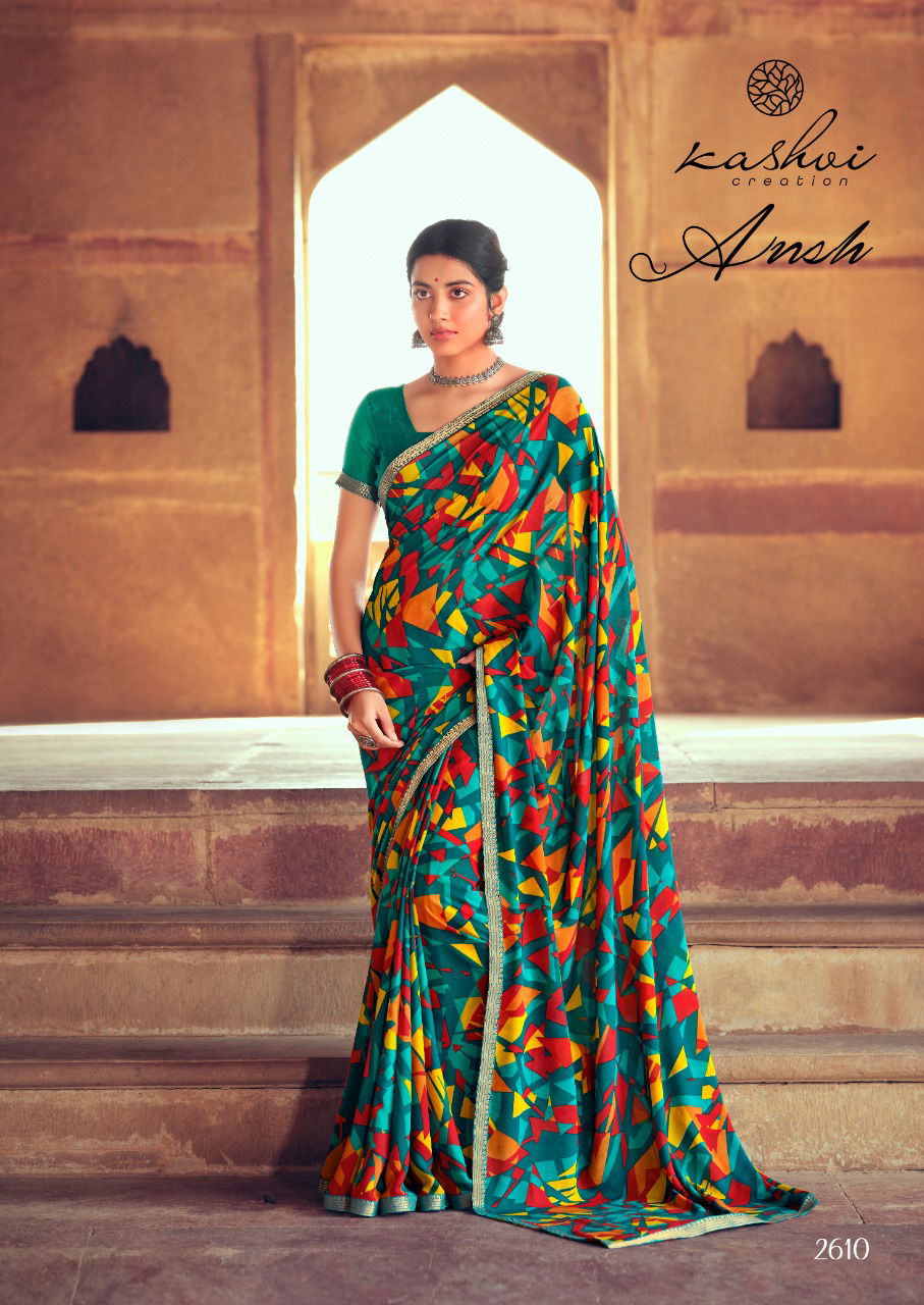 Kashvi Ansh 2 Fancy Designer Casual Regular Wear Weightless Georgette Printed Sarees Collection
