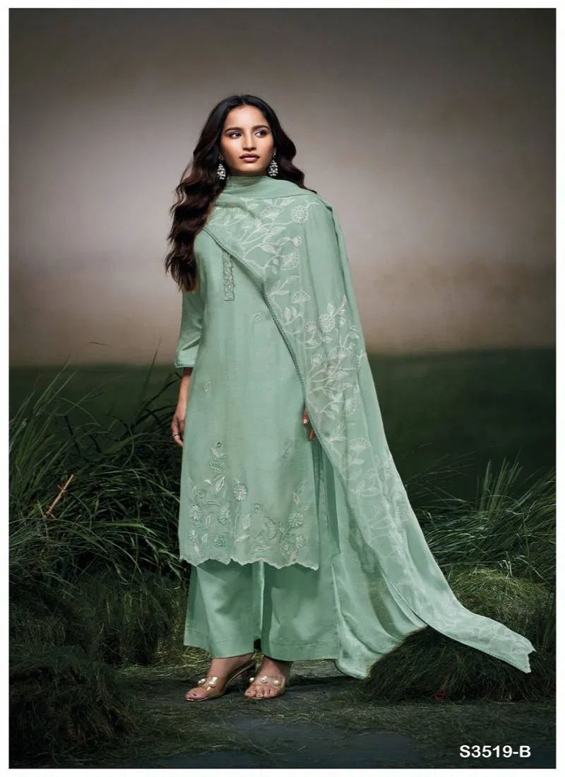 Ganga Elayna Bemberg Silk Solid Fancy Salwar Suit Suppliers In India