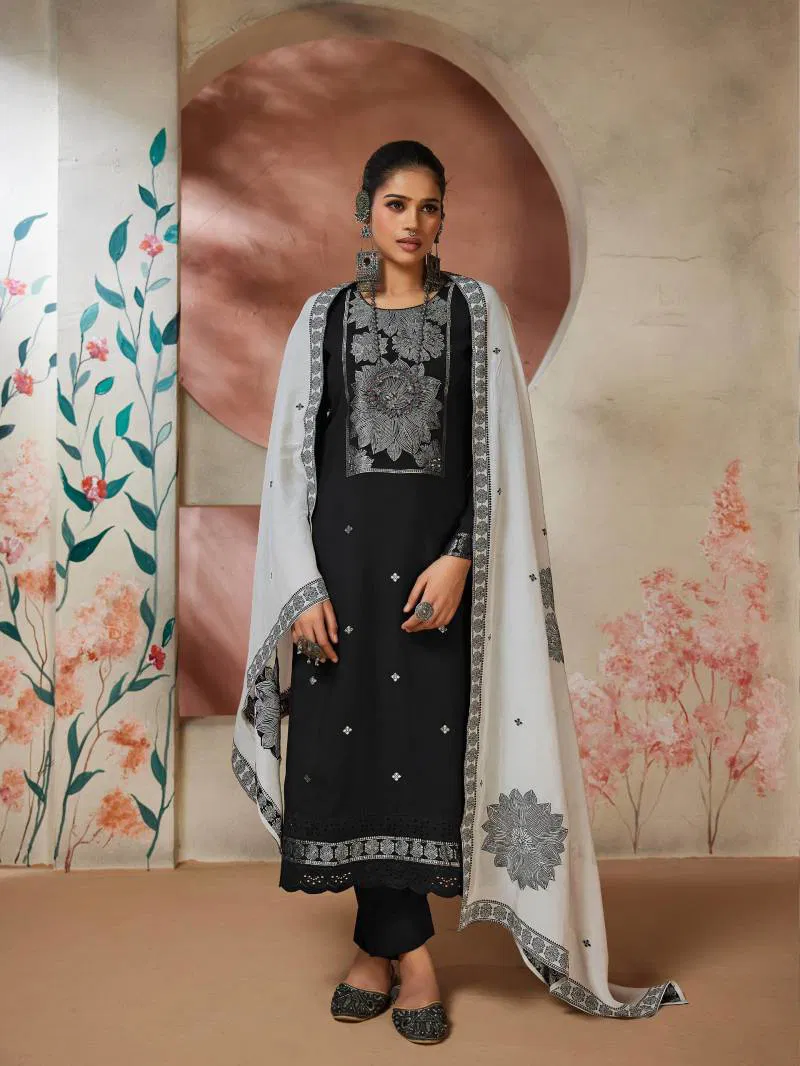 Arizona By Ibiza Muslin Jacquard Embroidered Salwar Kameez Wholesale In India