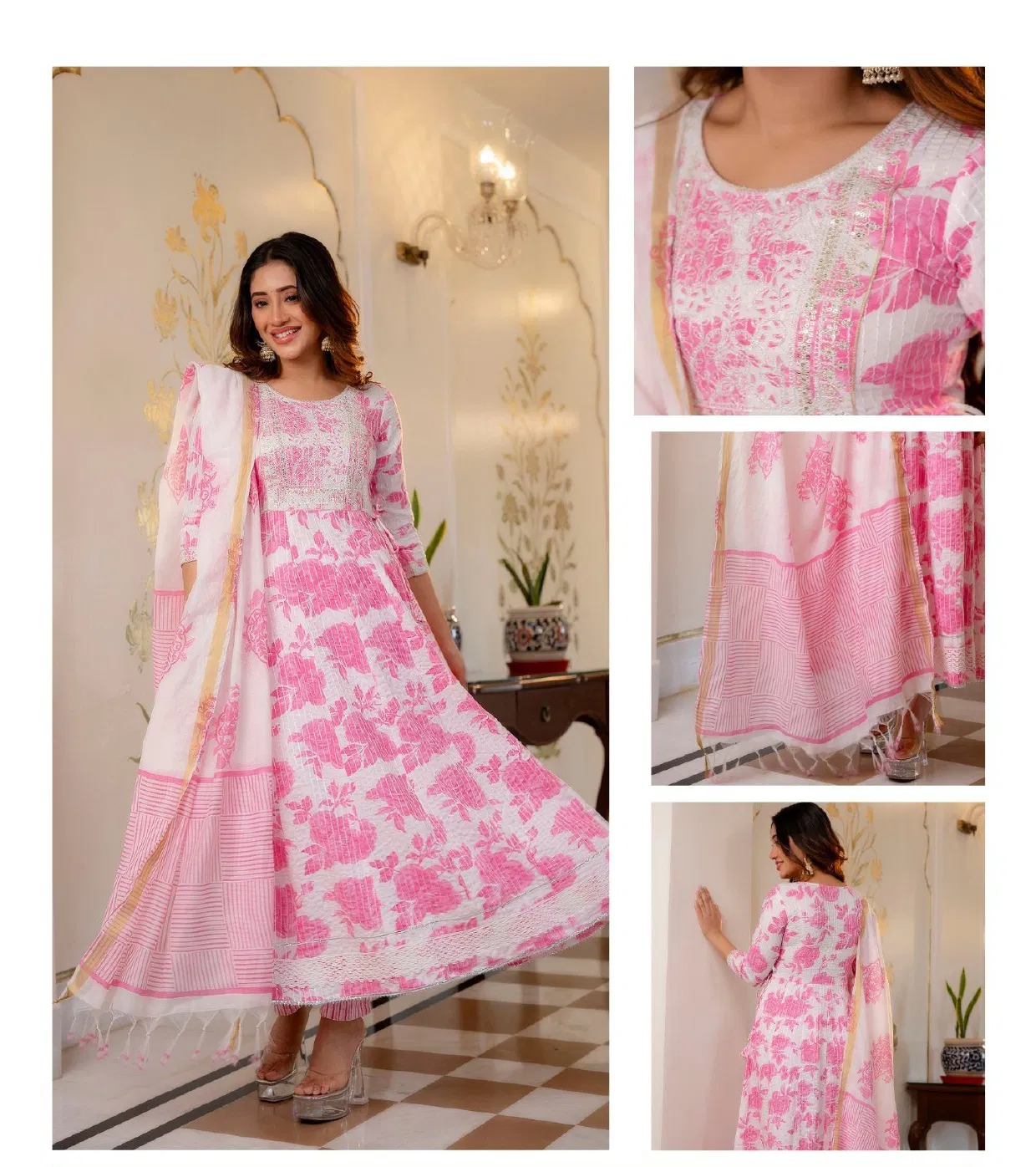 Av Latest Designer Anarkali Kurti With Bottom Dupatta Wholesale Online