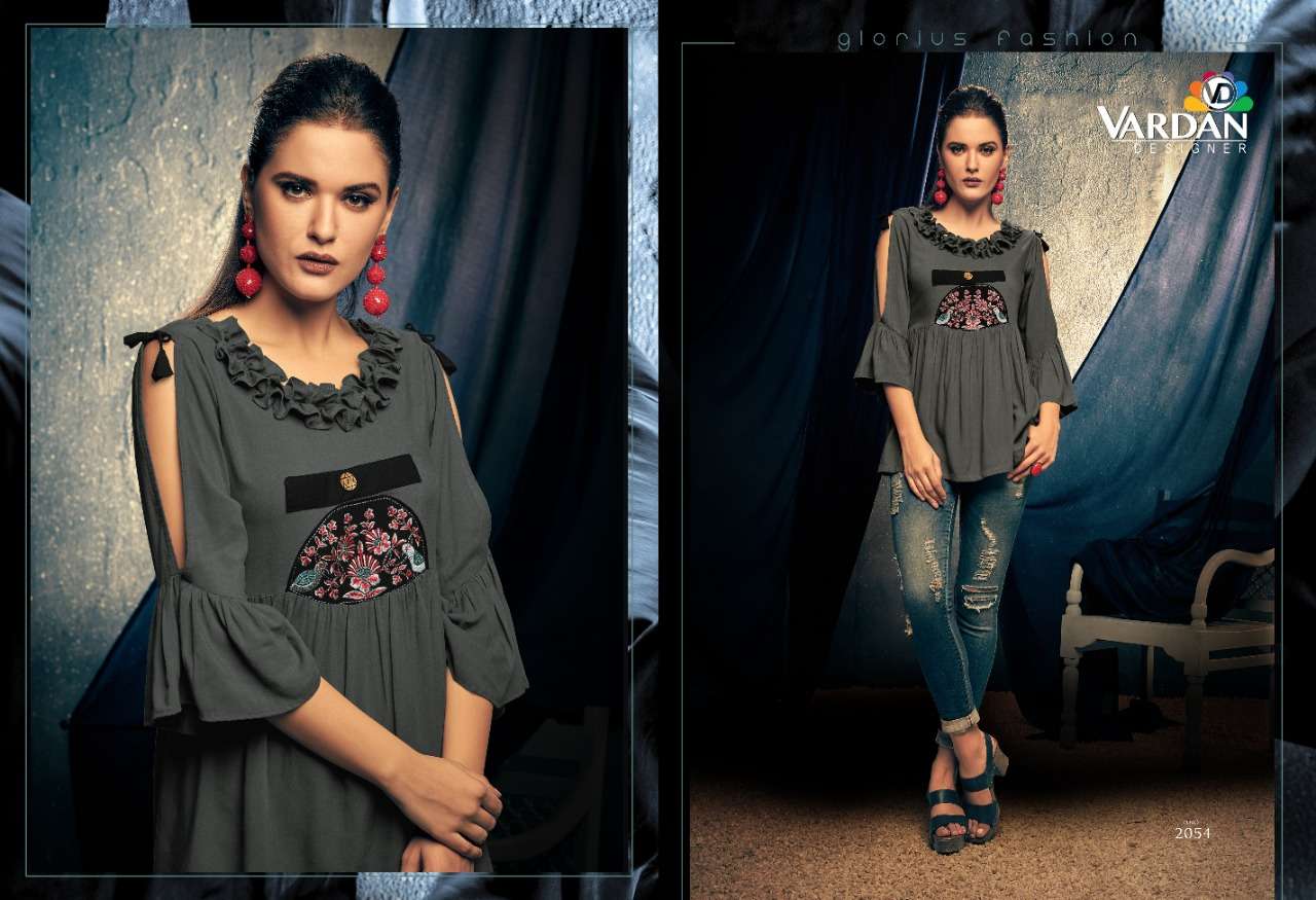 Vardan Nevy Vol 1 Latest Designer Party Wear Heavy Rayon Short Tops Collection 