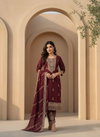 Naisha K 337 Roman Silk Aariwork Festival Wear Kurti With Pant Dupatta Exporters In India
