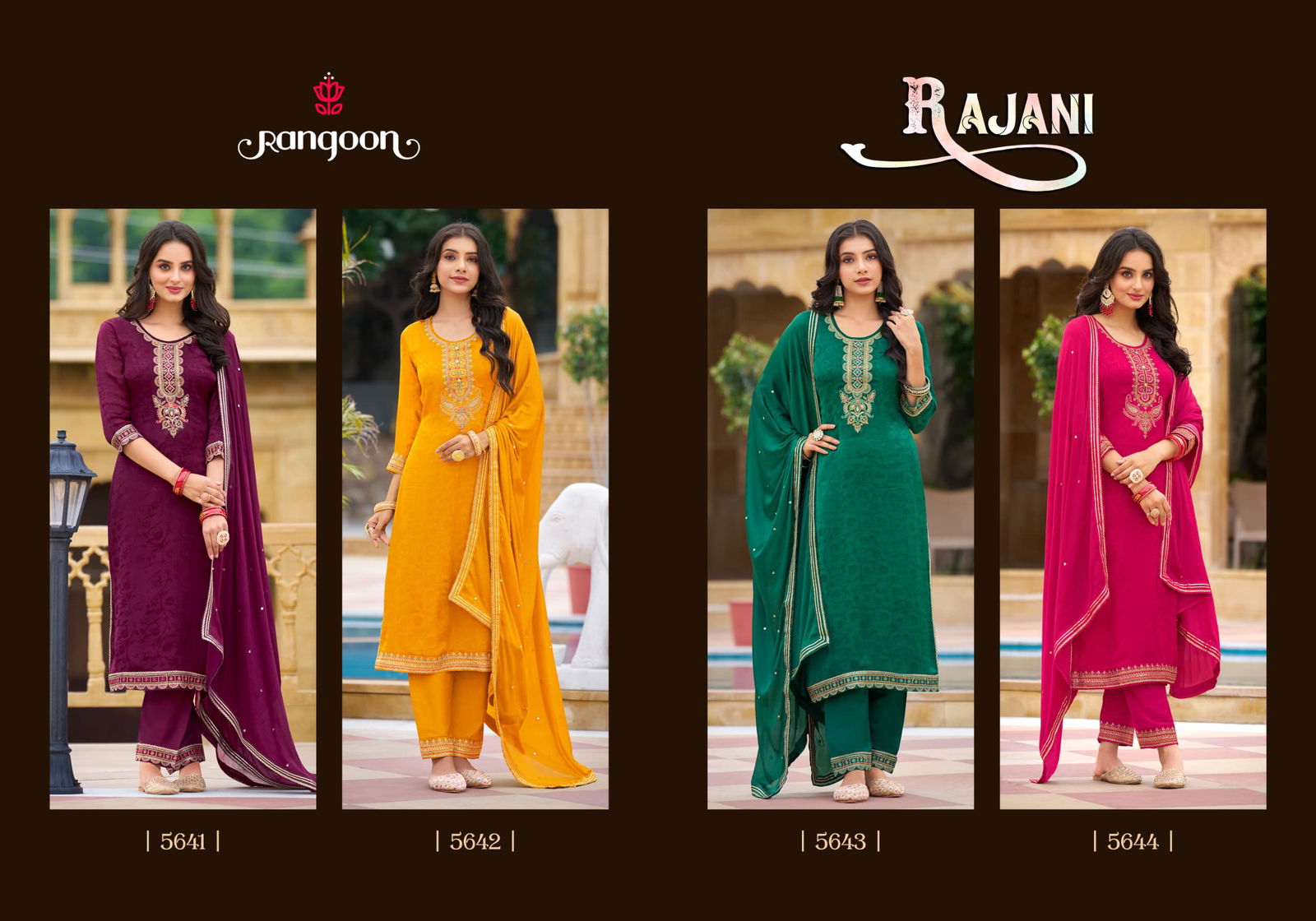 Rajani By Rangoon Chinon Kurti With Bottom Dupatta Wholesale Market In India