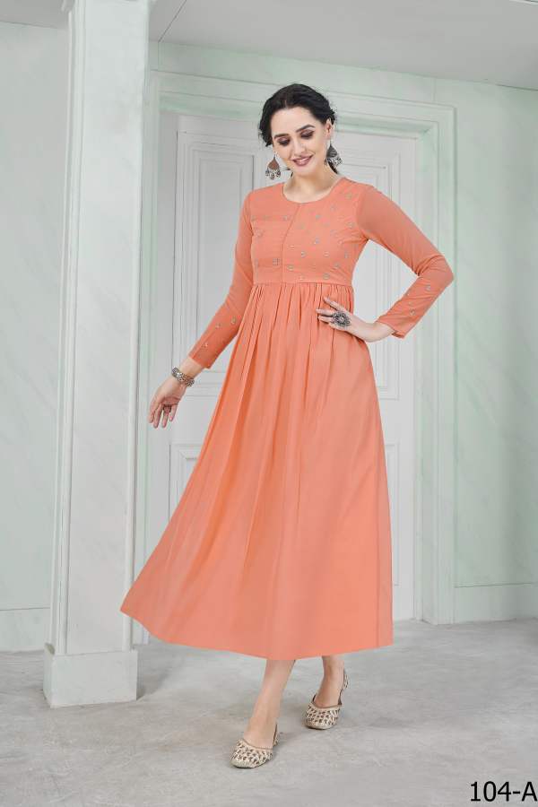 Zuri Mom And Daughter Kurti Ethnic Wear Heavy Blumming Georgette Embroidery Exclusive look with Gota patti Lace Designer Kurtis Collection
