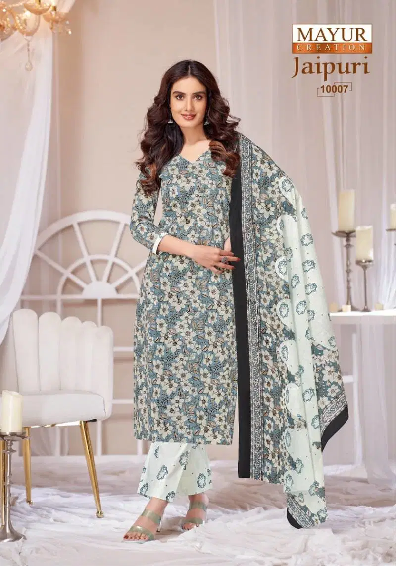 Jaipuri Vol 10 By Mayur Cotton Printed Stylish Dress Material Wholesale Online
