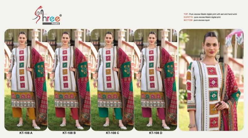 Kt 108 By Shree Viscose Maslin Digital Printed Salwar Suits Online Wholesale
