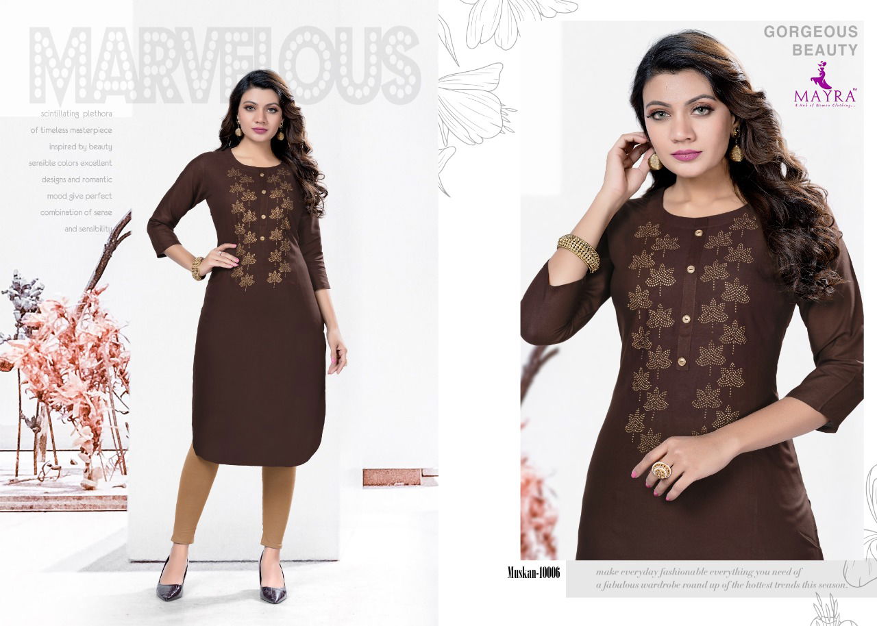 Mayra Muskan Regular Wear Rayon Printed Designer Kurti Collection