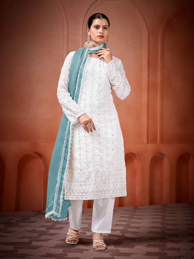 Yanaya 023 Georgette Embroidered Kurti Bottom With Dupatta Best Wholesale Shop In Surat