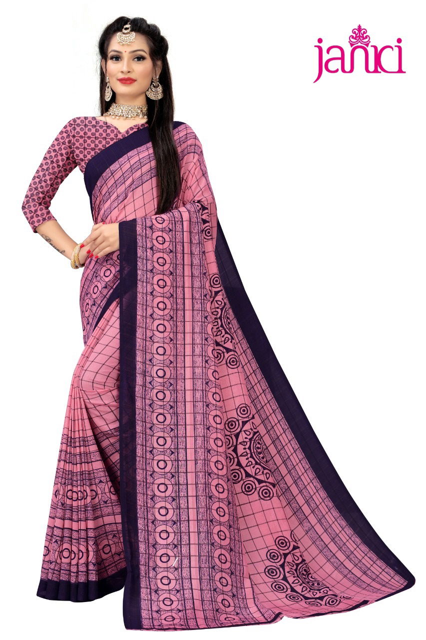 Janki Lady Queen 2 Latest Collection Of Daily Wear Vichitra Silk Chex Print Saree 