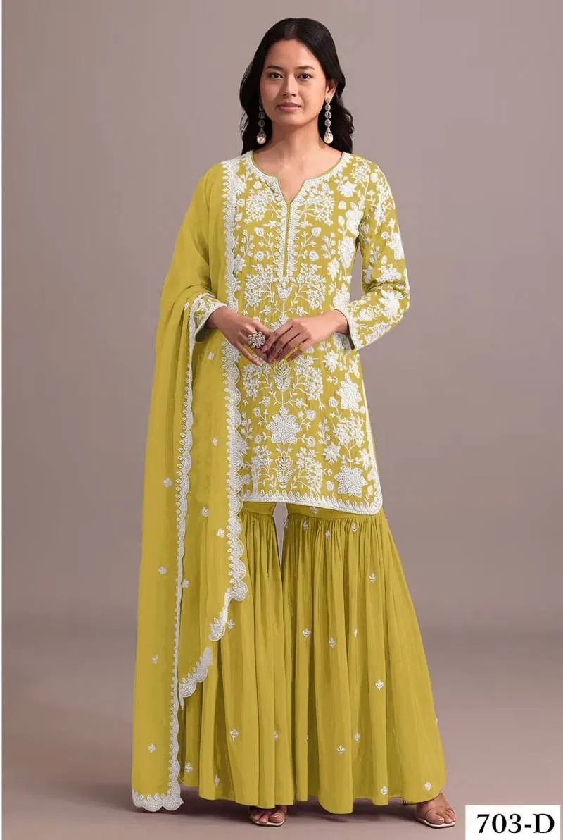 Hit Renuka 703 A To C Designer Georgette Salwar Suits Wholesale Online
