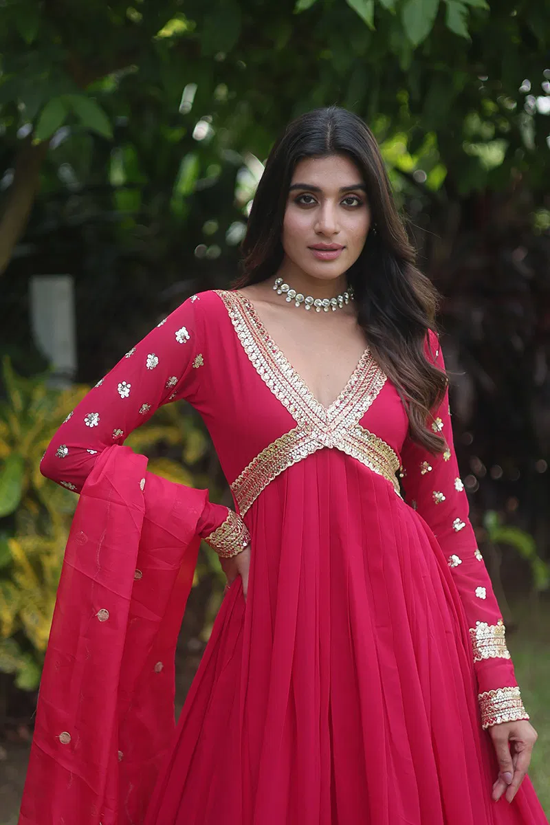 Jf 955 56 Beautiful Faux Blooming Gown With Dupatta Wholesale Market In Surat