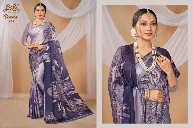 Venus By Bela Fashion Satin Print Saree Bulk Orders In India