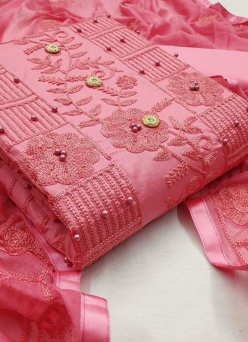 New Design Embroidery Worked Cotton Dress Material Collection 