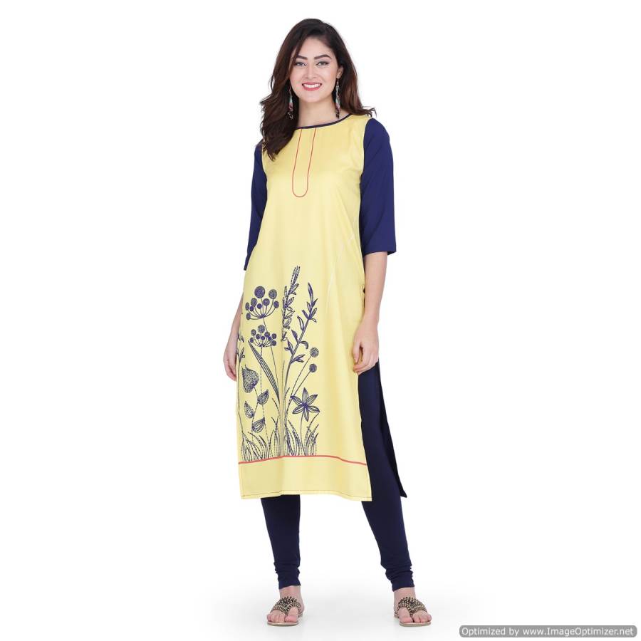 Regular Wear Designer Printed Three Fourth Hand Kurti Collection