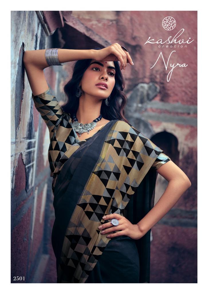 KASHVI NYRA Latest Fancy Festive Wear Weightless Satin Patta With Satin Blouse Saree Collection