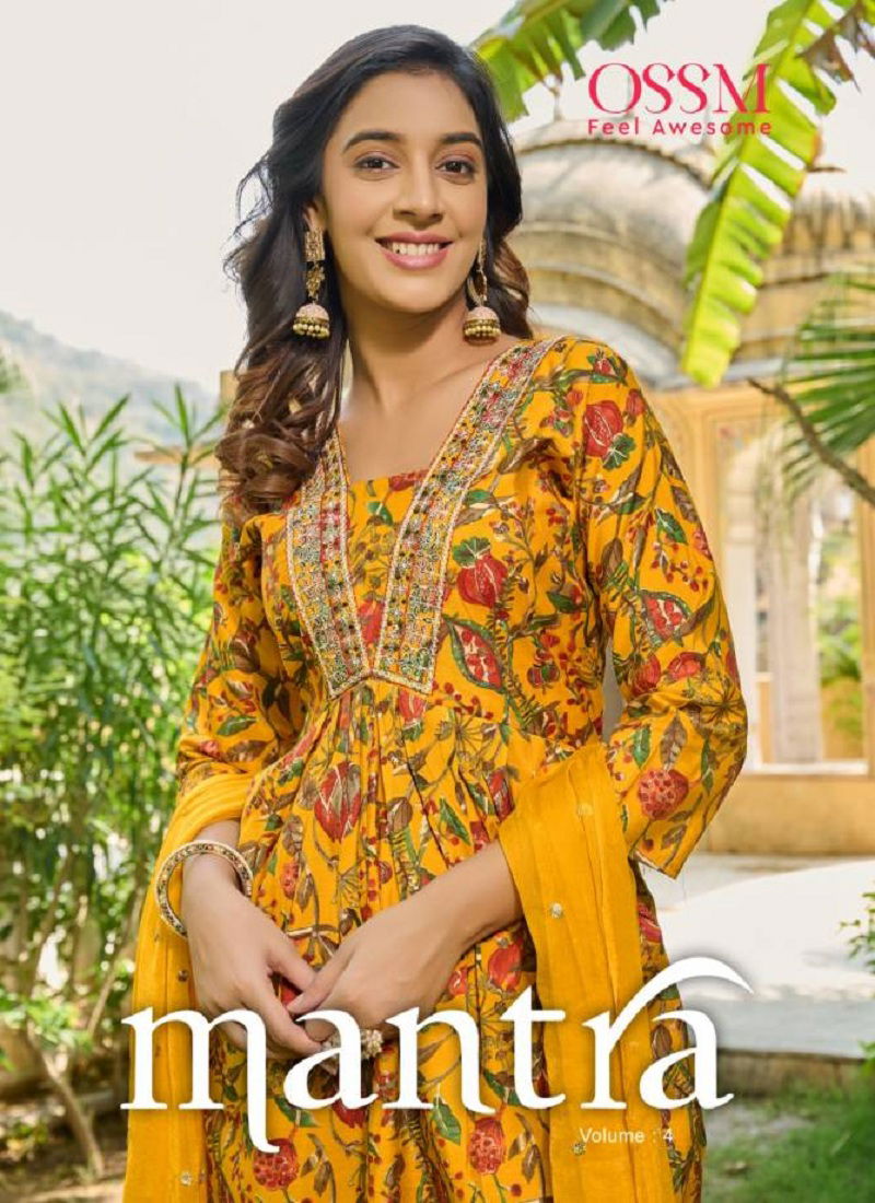 Mantra Vol 4 By Ossm Alia/Kiara V Neck Kurti With Bottom Dupatta Catalog