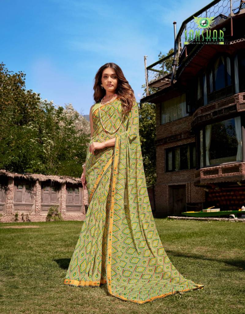 Sanskar Shama Weightless Digital Printed Border Daily Wear Saree Online Wholesale