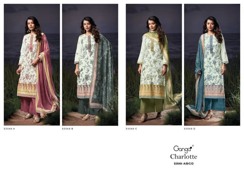 Charlotte By Ganga Cotton Linen Printed Embroidered Salwar Suit Best Wholesale Shop In Surat