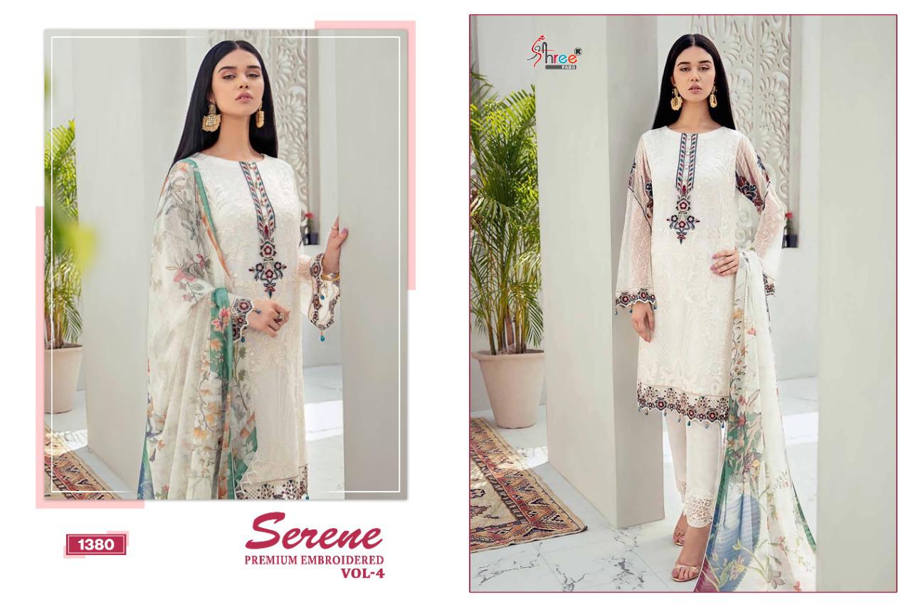 Shree Fab Serene Premium Embroidered Vol 4 Latest Heavy Designer Pakistani Dress Materisl Collection With Nazneen Embroidered Dupatta 