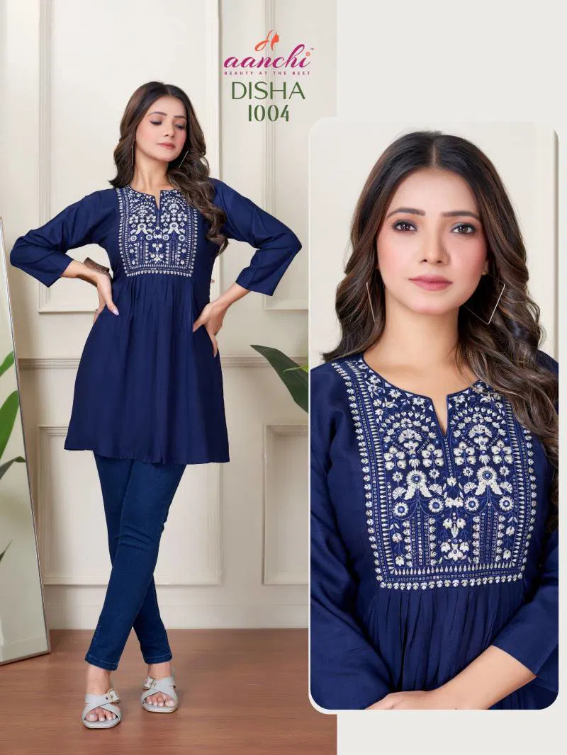 Disha By Aanchi Short Top 1 Rayon Embroidered Tops Suppliers In India