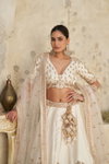 Cream colour Silk With Zari Work Lahenga With Blouse And Dupatta Bulk Orders In India KF 2102 