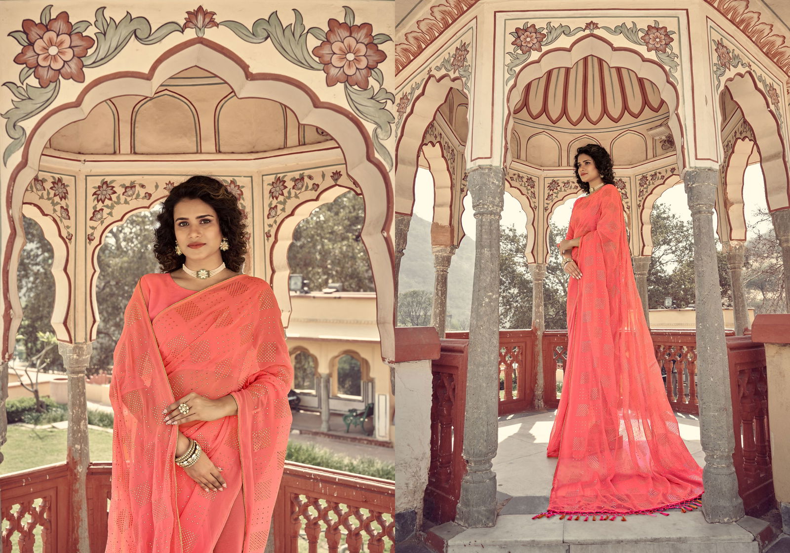Ynf Mukaish Georgette New Designer Fancy Ethnic Wear Saree Collection