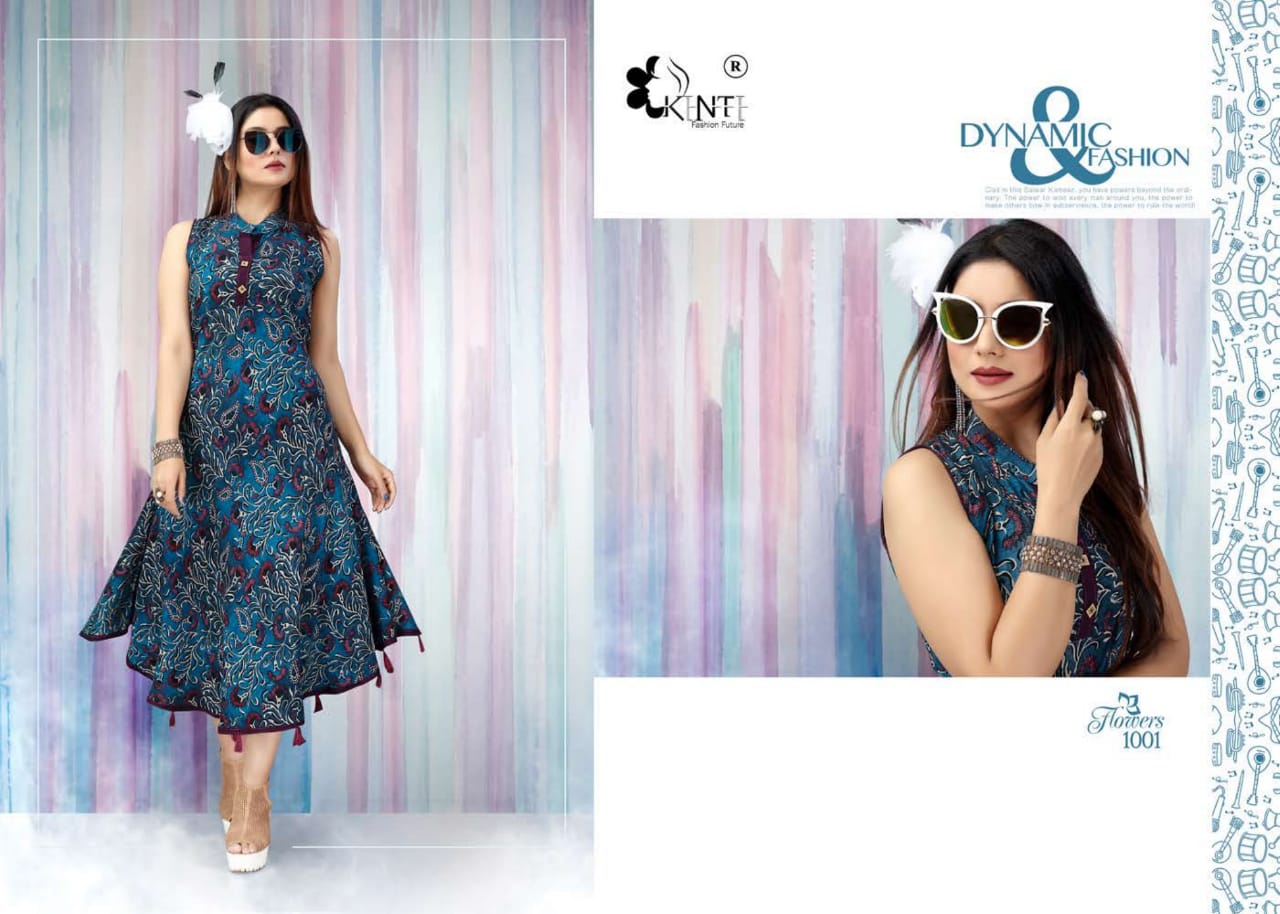 Kinti-Flowers Fancy Designer Regular Wear Heavy Rayon Printed Kurti collection