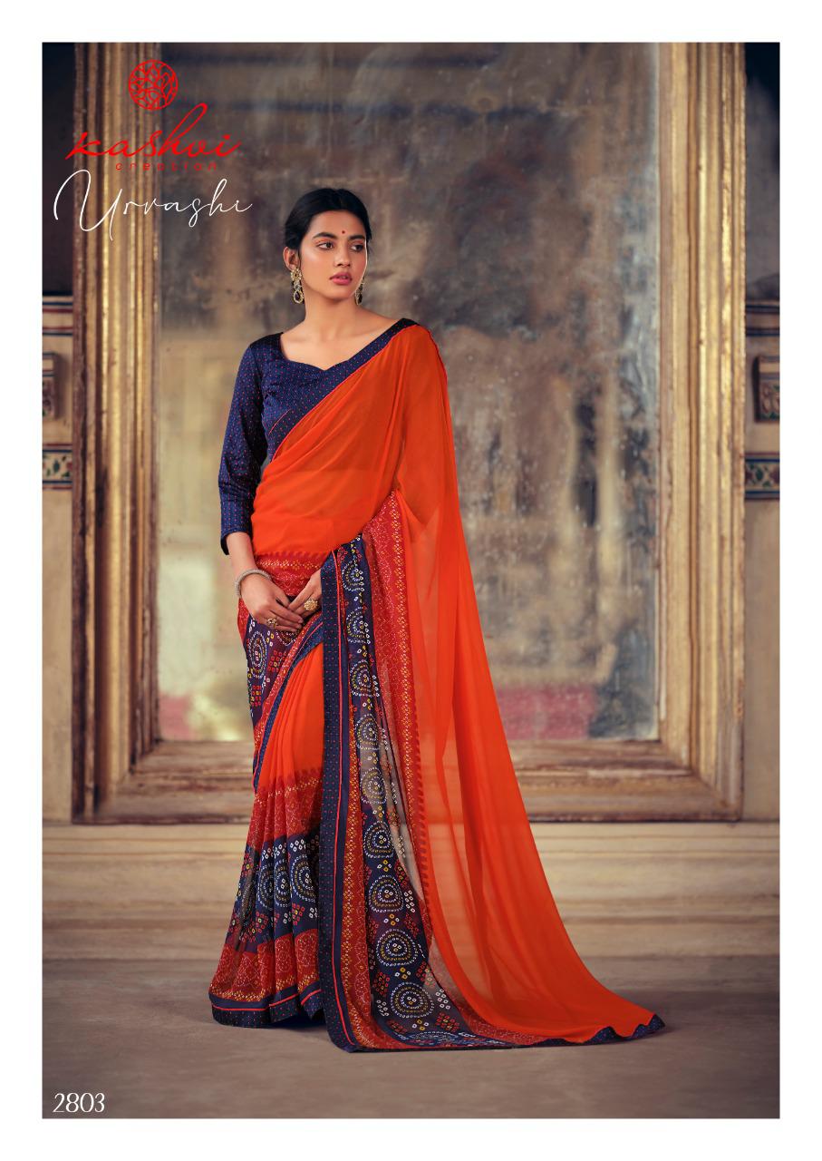 Kashvi Urvashi Latest fancy Regular Casual Wear Weightless Georgette Printed Sarees Collection
