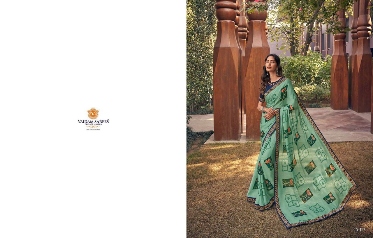 VAIDAM ALANKRITA Latest Fancy Designer Casual Wear Foil Printed Chiffon Saree Collection 