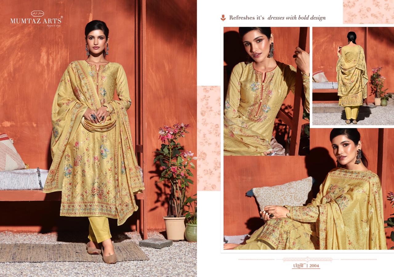 Mumtaz Ulfat New Festive Wear Jam Satin Designer Latest Dress Material Collection