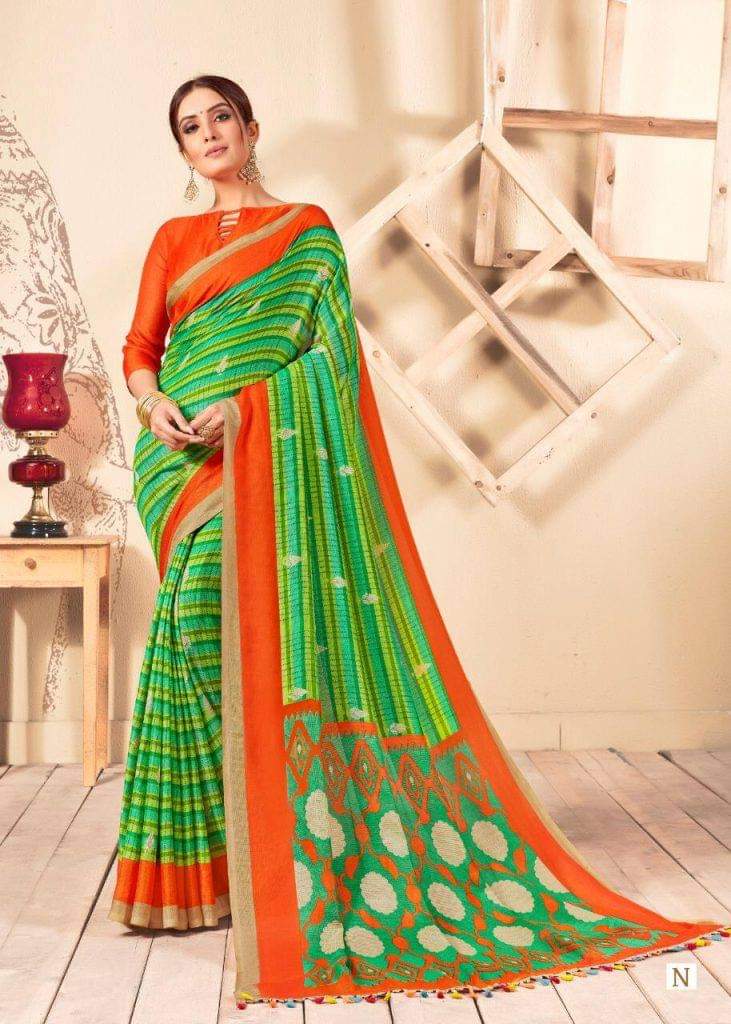 Shreyans Latest Printed Casual Wear Printed Jute Silk Saree Collection 