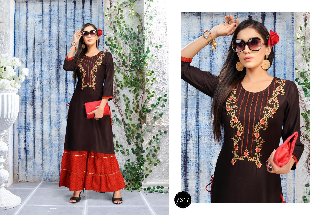 Ft Dulhan Latest Fancy Festive Wear Heavy Rayon Block Print Kurti With Bottom Collection
