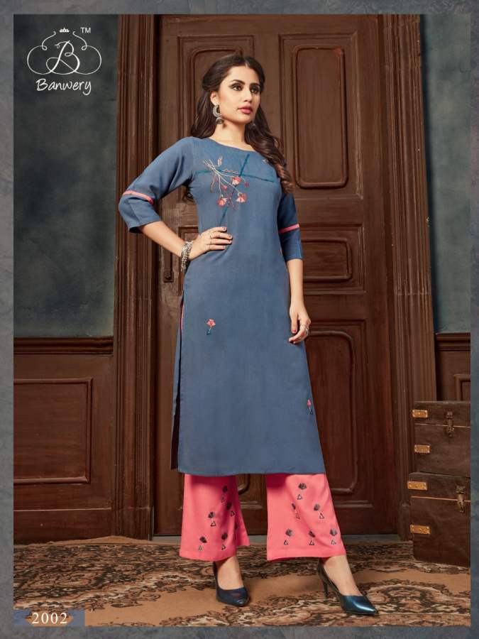 Banwery Kangana 2 Exclusive Fancy Designer Rayon With Embroidery Top With Bottom Collection
