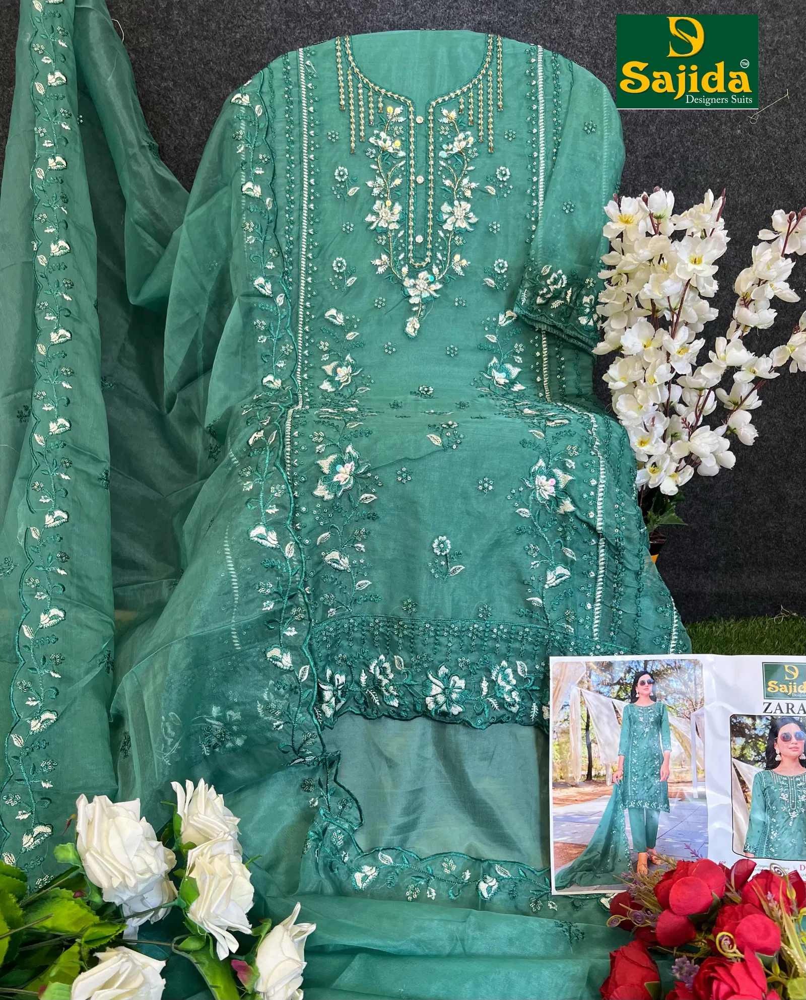Zara Vol 3 by Sajida Organza Pakistani Salwar Kameez Wholesalers In Delhi
