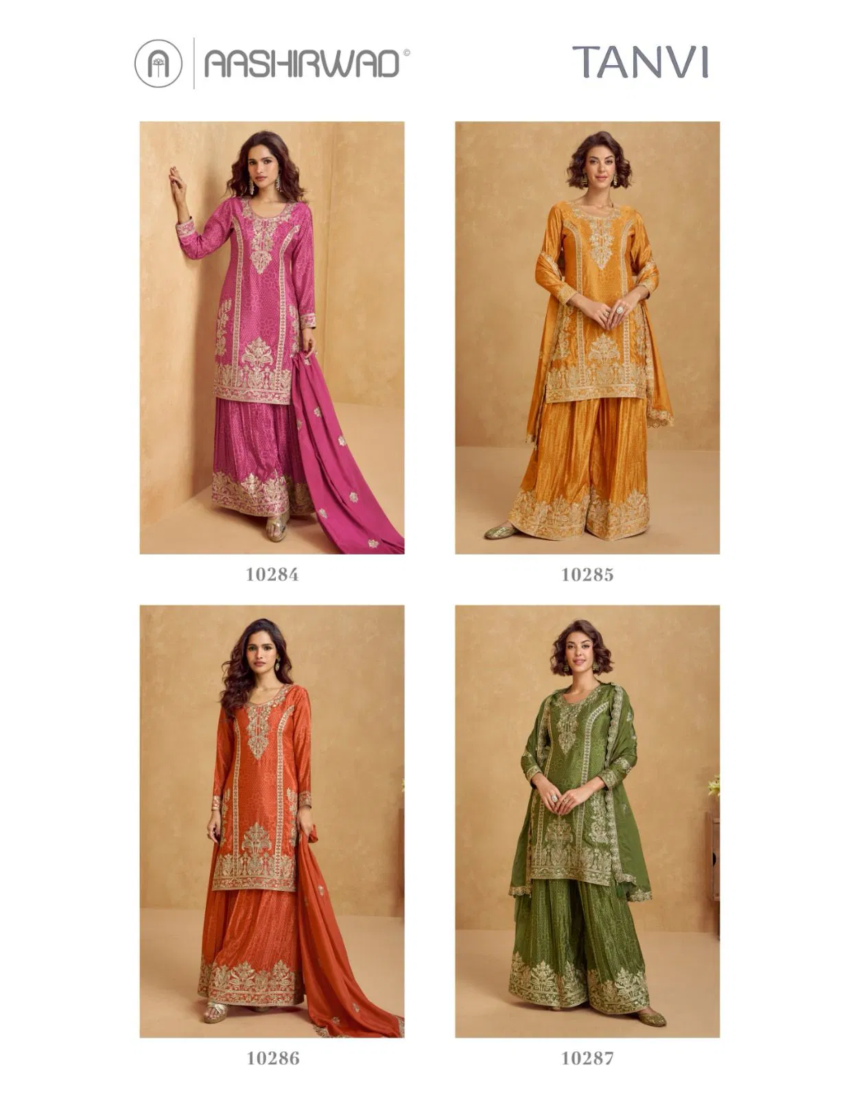 Tanvi By Aashirwad Chinon Silk Wholesale Readymade Suits Suppliers In Mumbai