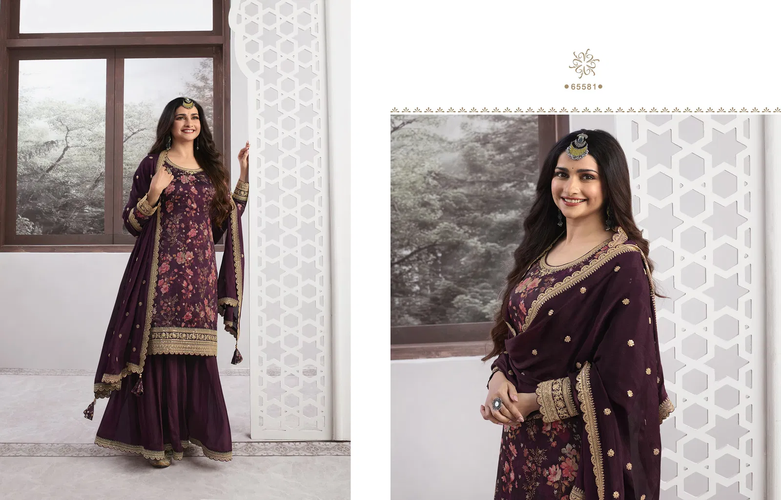 Vinay Kuleesh Swara Silk Embroidery Sharara Salwar Kameez Catalog
