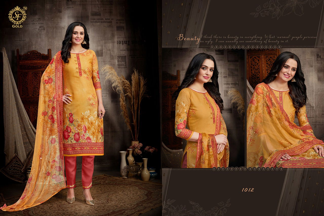 Sf Gold Delhi 6 Latest Printed Regular Wear Premium Cotton Dress Materials Collection
