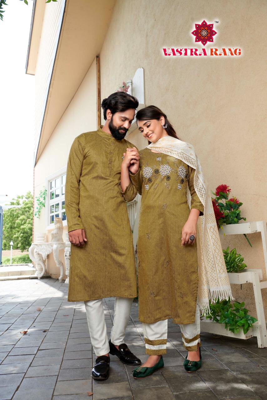 Vastra rang RAM LEELA VOL 4 Pure cotton Party Wear Couple Kurta Collection