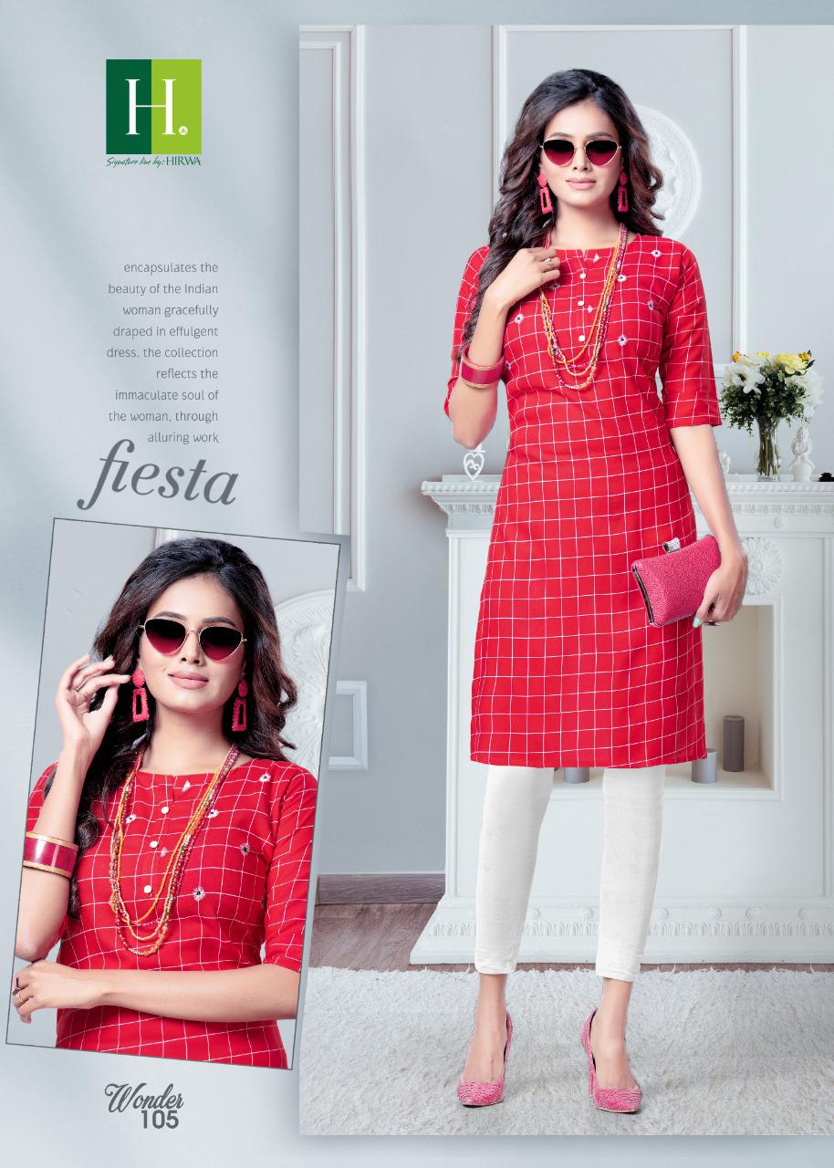 Hirwa Wonder Designer Exclusive Casual Wear Chex Rayon Kurti Collection