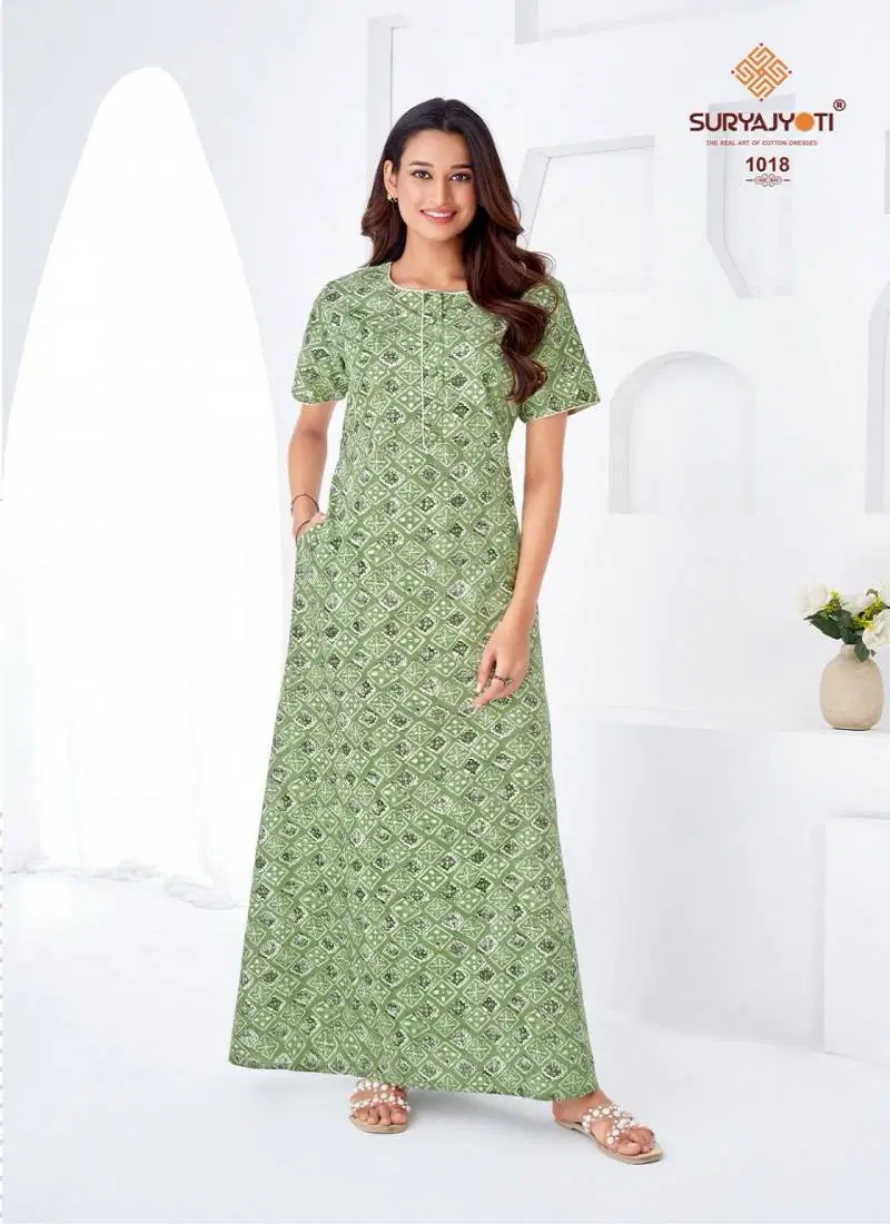 Pearl Vol 1 By Suryajyoti Cotton Printed Nighty Gown Wholesale Market In Surat