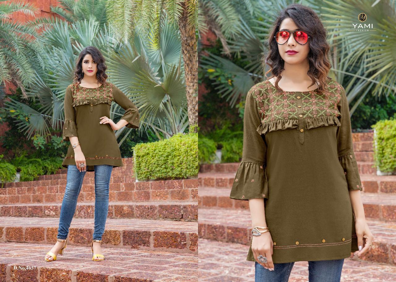 Yami Fashion Bold 2 Rayon Tops with Embroidery Designer Tops Collections